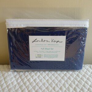 New NIP LONDON KAYE Navy Blue Full Sheet Set